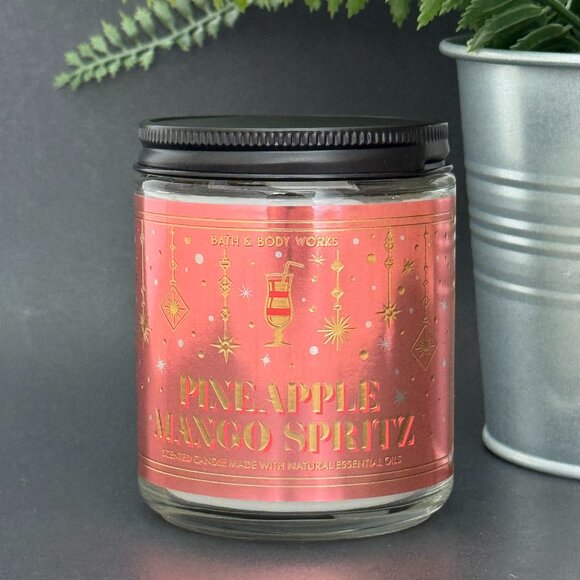BBW Pineapple Mango Spritz Bath & Body Works Mason Jar Single Wick Candle - Picture 1 of 10